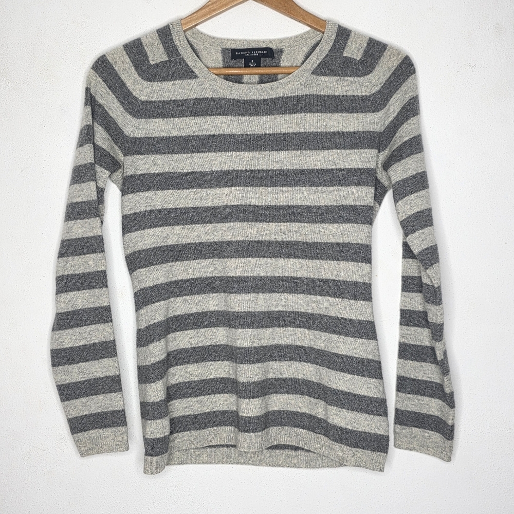 Banana Republic 100% Cashmere Gray Striped Women's Sweater Size Small S
